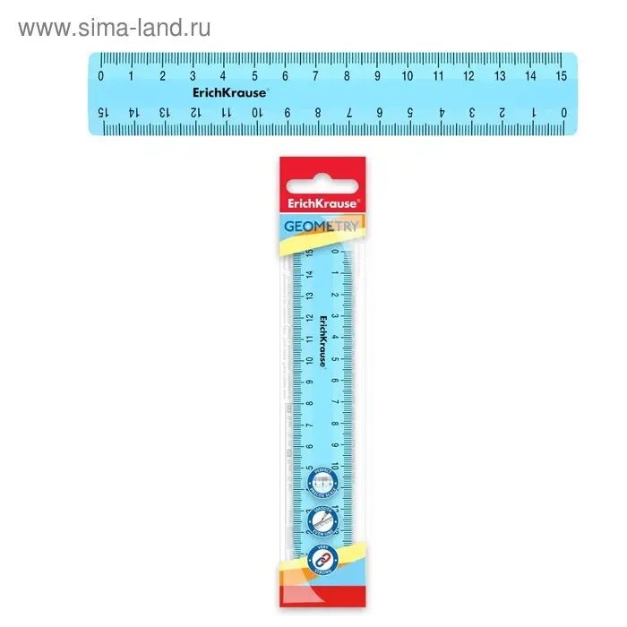 Линейка 15 см ErichKrause "Pastel", голубая, в флоупаке