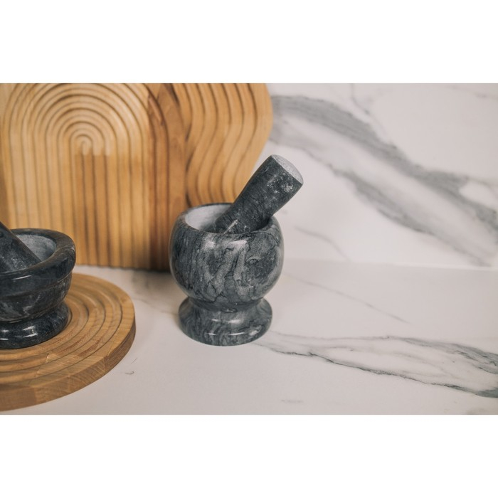 Ступка с толкушкой &laquo;Мрамор&raquo;, из натурального камня