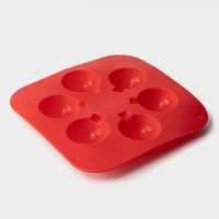 Форма для шоколада новогодняя Доляна &laquo;Шар&raquo;, силикон, 15&times;15&times;2 см, 6 ячеек, цвет красный