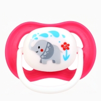 Набор: Соска - пустышка с держателем &laquo;Слоник&raquo;, анатомическая +6 мес, цвет розовый