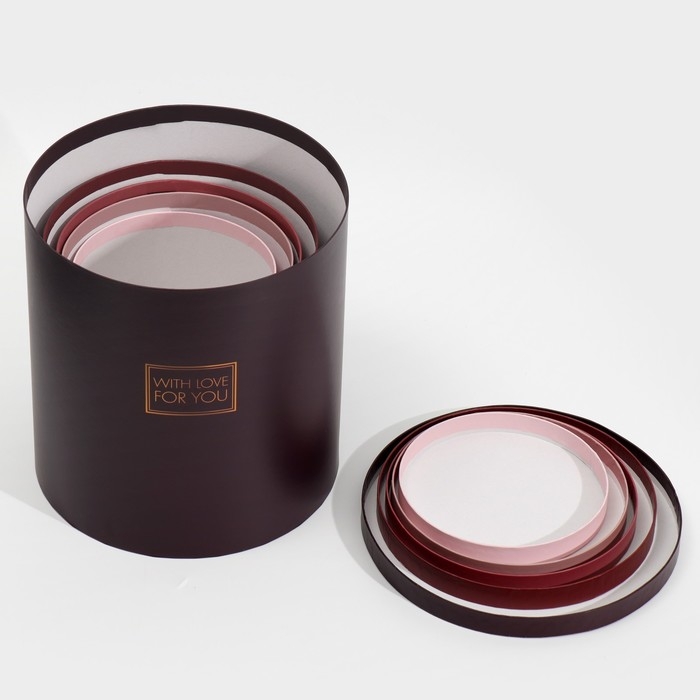 Набор круглых коробок 5 в 1, упаковка подарочная, &laquo;Пантон 06&raquo;,15 х 15 х 15 - 23 х 23 х 25 см