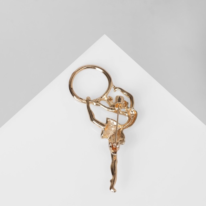 Брошь &laquo;Гимнастка&raquo; с хулахупом, цвет белый в золоте