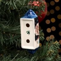 Ёлочная игрушка "Конфета зима ночь синяя", авторская роспись, 10 см,  фарфор