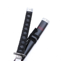 Сув. изделие катаны 3в1 на подставке, ножны дерево, черные с дымкой бордо глянец 51/77/100см