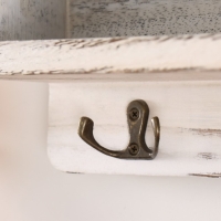 Крючки декоративные дерево с карманом и полочкой "Белый состаренный" 10,5х28х18 см