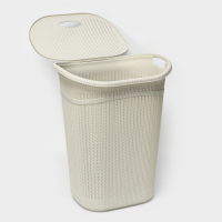 Корзина бельевая с крышкой &laquo;Вязание&raquo;, 55 л, 45&times;36&times;57 см, цвет белый ротанг