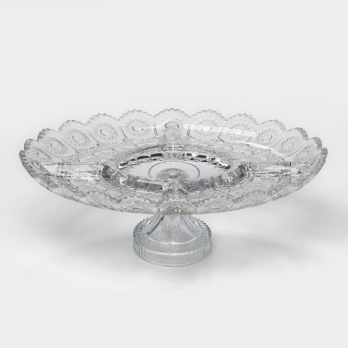 Ваза - менажница стеклянная на ножке MEY-JI, 36&times;23 см