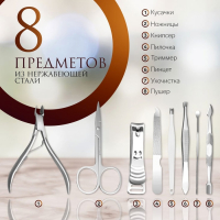 Набор маникюрный &laquo;Рептилия&raquo;, 8 предметов, в футляре, цвет коричневый