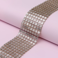 Лента с имитацией страз, 4 см, 9 &plusmn; 1 м, цвет золотой