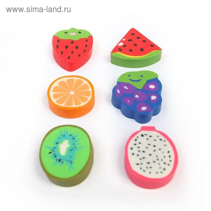 Набор фигурных ластиков &laquo;Фрукты/Ягоды&raquo;, 4 штуки, в блистере, МИКС