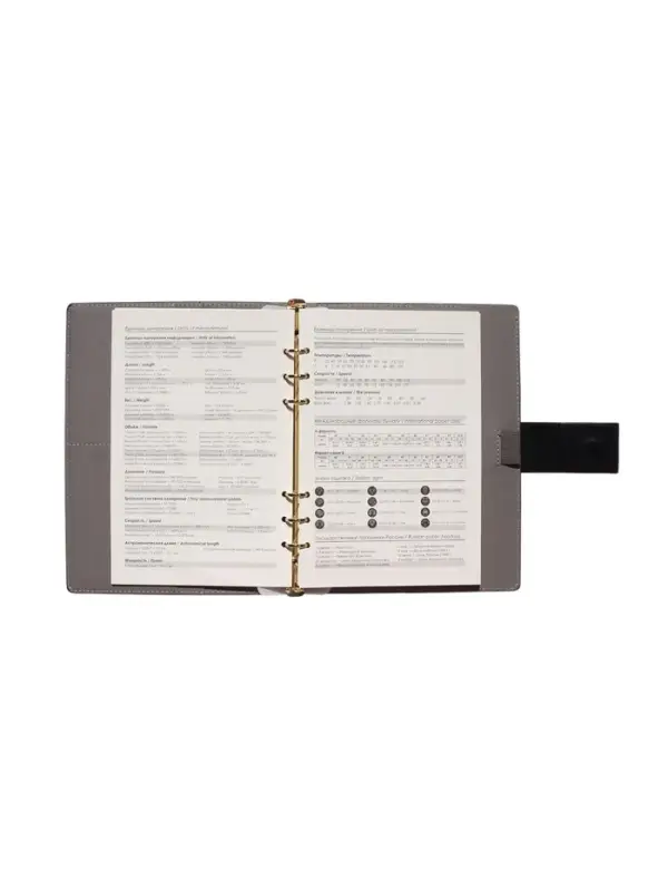 Органайзер на кольцах, А5, с хлястиком, 80л, линия, к/зам, Черный