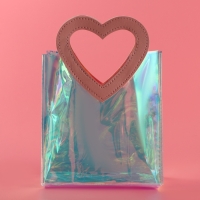 Пакет подарочный из ПВХ, розовый, ирридисцентный, 20 х 18 х 10 см