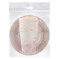 Набор бумажной посуды одноразовый &laquo;Мрамор&raquo;: 10 стаканов, 10 тарелок