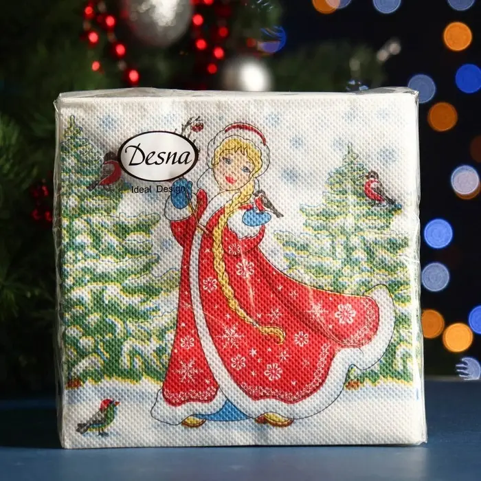 Салфетки новогодние бумажные Desna Design &laquo;Снегурочка&raquo;, 1 слой, 24x24 см, 40 шт