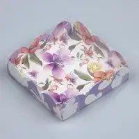 Коробка для печенья, кондитерская упаковка с пластиковой крышкой, With love, 10.5 х 10.5 х 3 см