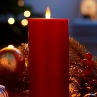 Светодиодная свеча восковая "Глубокий красный", 17x7 см, АААx3 (не в компл.), Т/БЕЛЫЙ