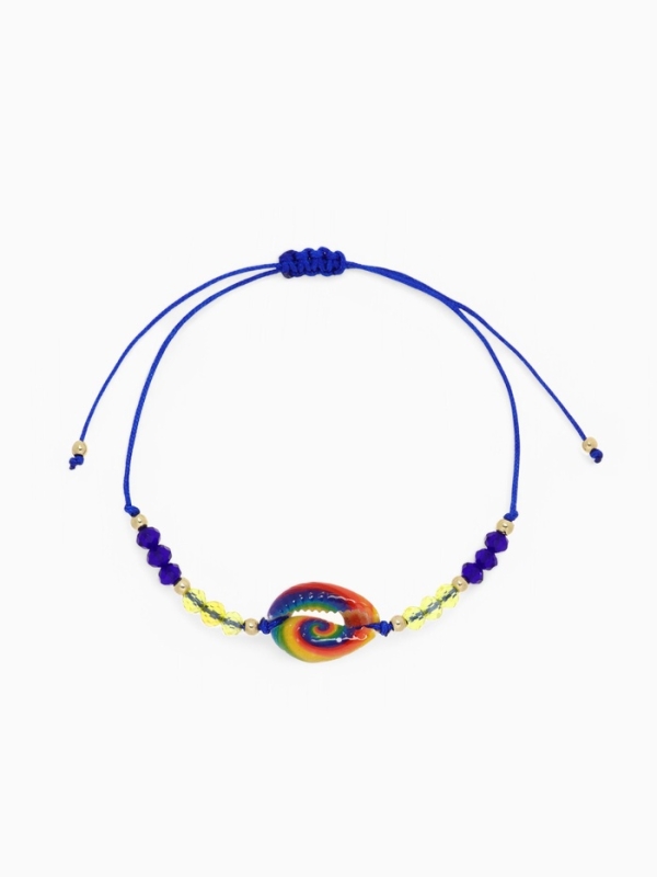 Браслет-оберег &laquo;Глазик&raquo; ракушка (неделимая фасовка 12 шт., цена за шт.), цветной в золоте