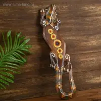 Панно настенное "Геккон с цветочным узором" дерево 1x12x50 см