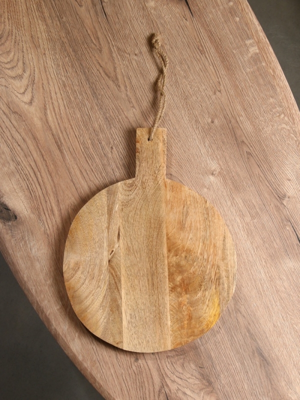 Доска разделочная круглая "Крабы" дерево манго 36х28 см