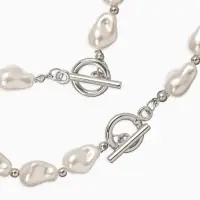 Набор 2 пред-та: бусы,браслет "Жемчуг барочный", капля, 40/18см, цвет белый в серебре