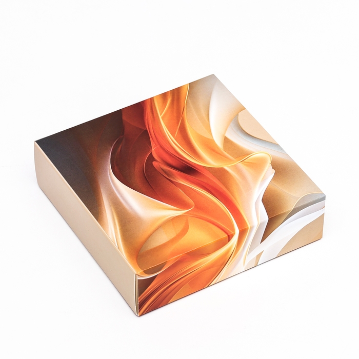 Коробка под 9 конфет с обечайкой "Кофе с молоком", 13,7 х 13,7 х 3,5