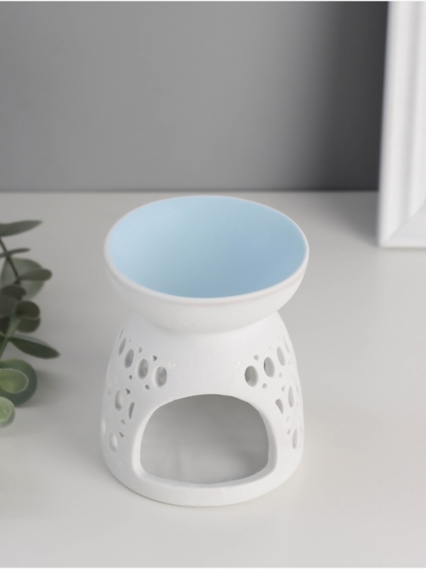 Аромалампа керамика "Греческий узор" белый МИКС 8х8х9,3 см