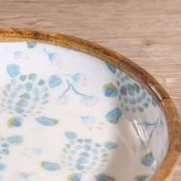 Блюдо "Черепаха и цветы" дерево манго 25,5х25,5х6 см