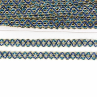 Тесьма &laquo;Змейка&raquo;, сине-голубая с золотом, 1,5 см, 25 м