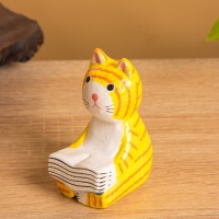 Сувенир дерево "Котенок с книжкой" МИКС, 3,5х5х7 см