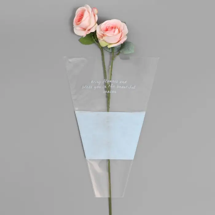 Пакет конус для цветов, с нетканым материалом, 26+7&times;37 см, голубой