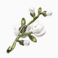 Брошь "Веточка магнолии" цветок, с эмалью, цветная