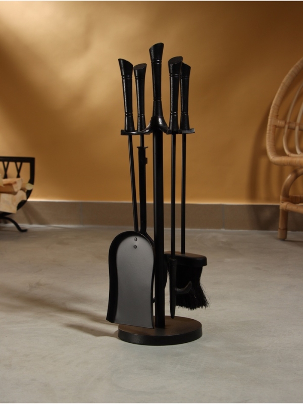 Каминный набор "Уголь" сталь, 4 предмета, 16х16х55 см