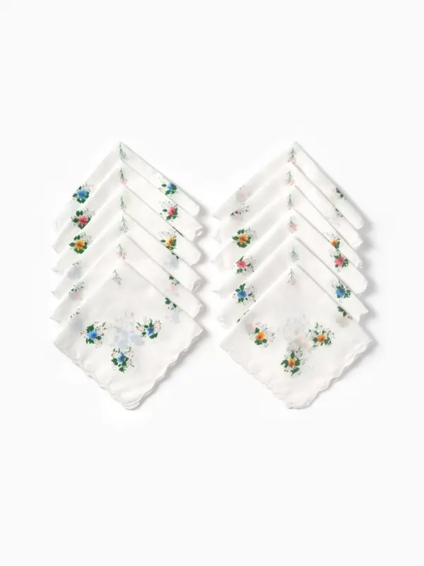 Платки носовые женские Экономь и Я "Полянка" 30*30 см, (набор 12 шт), рис. МИКС,100% пэ