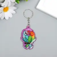 Брелок для ключей на кольце &laquo;Попугайчики неразлучники&raquo;, ПВХ мягкий, 6&times;4 см