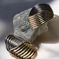 Серьги металл "Тренд" плетение, цвет золото с серебром