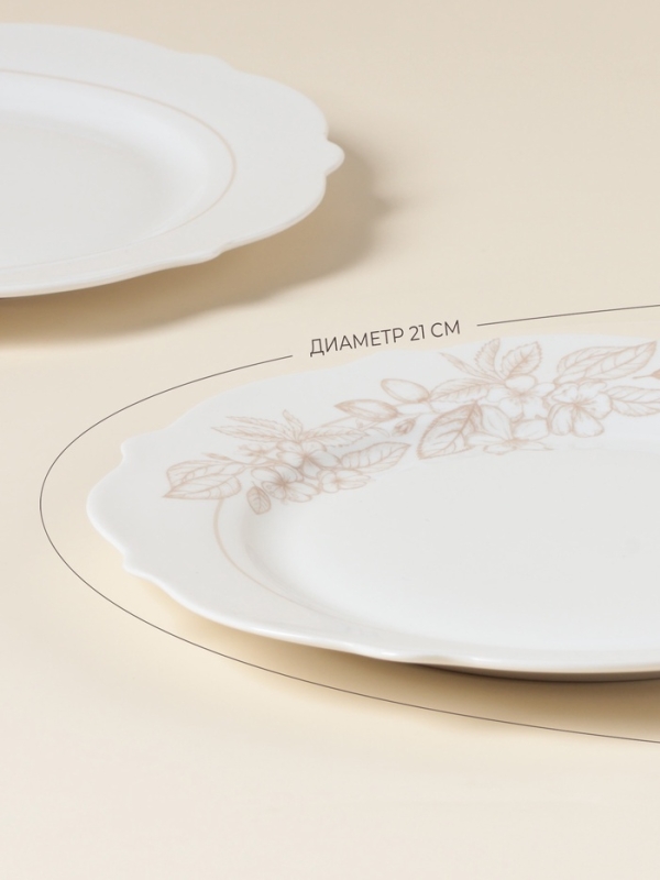 Тарелки SL Home &laquo;Аманде&raquo;, d=21 см, набор 2 шт, фарфор, белые