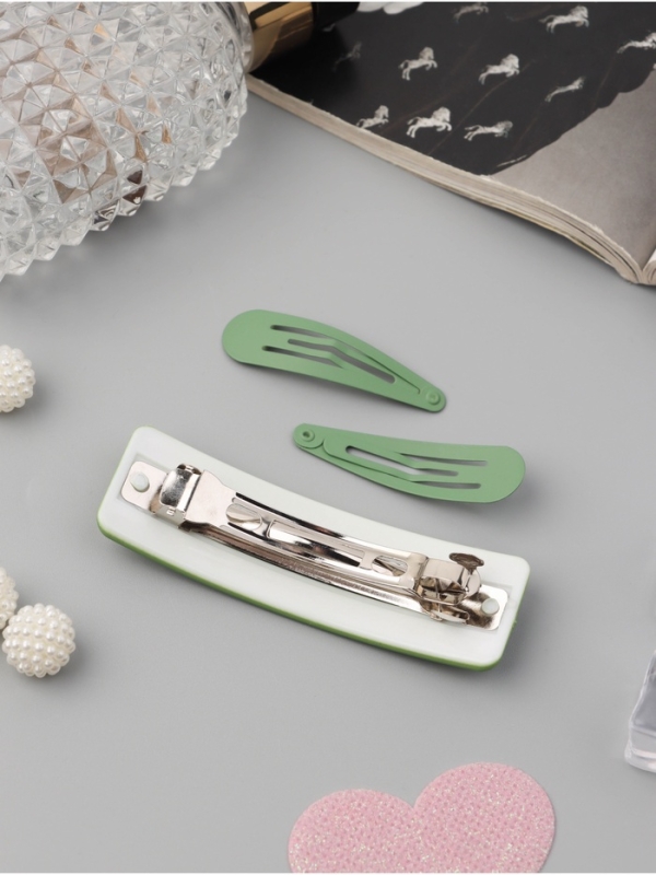 Набор для волос "Элери" (4 резинки 6,5см, автомат 8см, 2 невидимки 4,5см) зелёный