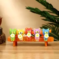 Сувенир "Котята на скамейке" дерево 19х8х6 см, цв. оранжевый