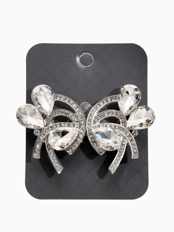 Зажим для кардигана "Ажур", капельки, цвет белый в серебре