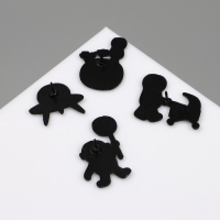 Набор значков (4шт) &laquo;Космос&raquo;, цветные в чёрном металле