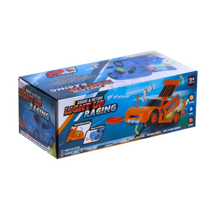 Машина &laquo;Тачка&raquo;, работает от батареек, стреляет дисками, свет и звук, цвет синий