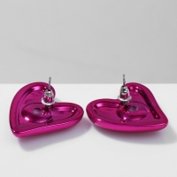 Серьги металл &laquo;Сердце&raquo; с изгибом, цвет розовый