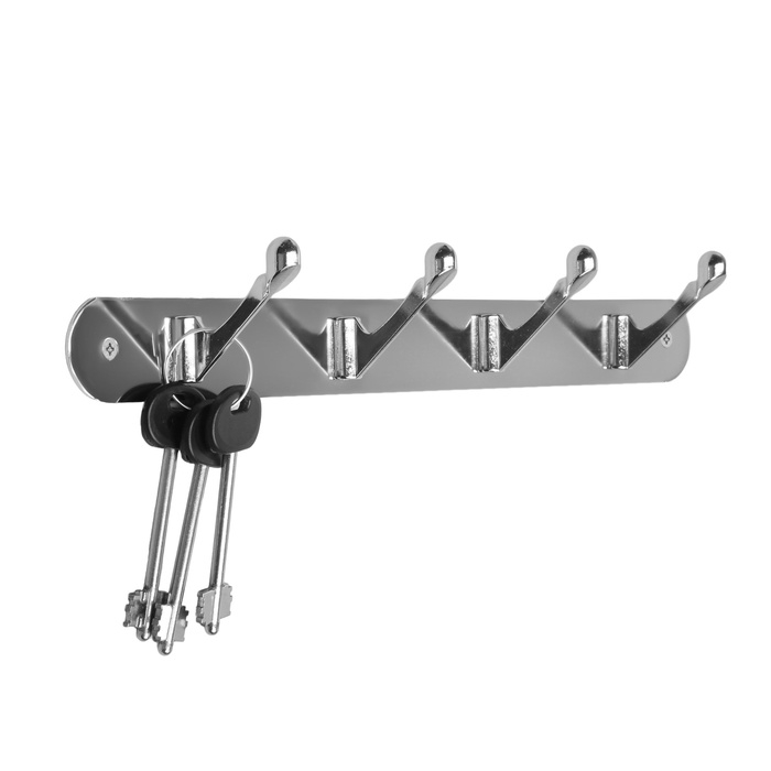 Вешалка ТУНДРА TVF002, металлическая, четырехрожковая, цвет хром