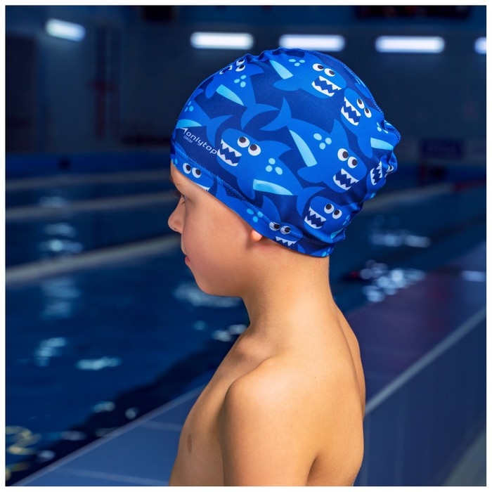 Шапочка для плавания детская ONLYTOP Swim &laquo;Акулы&raquo;, тканевая, обхват 46-52 см