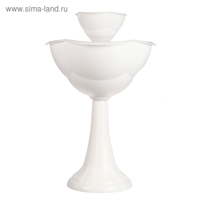 Клумба пластиковая, 2 яруса, d = 25&ndash;55 см, h = 87 см, на высокой ножке, белая