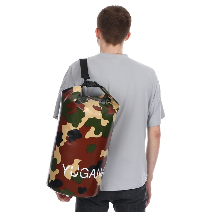 Гермомешок YUGANA, ПВХ, водонепроницаемый 30 литров, один ремень, хаки