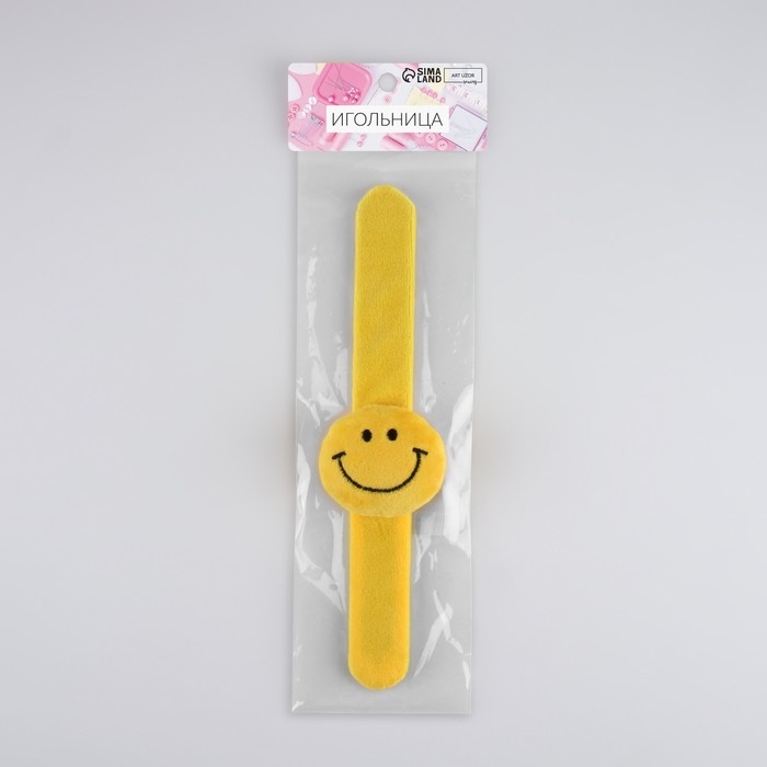 Игольница на браслете &laquo;Смайл&raquo;, 23 &times; 6,5 см, цвет жёлтый