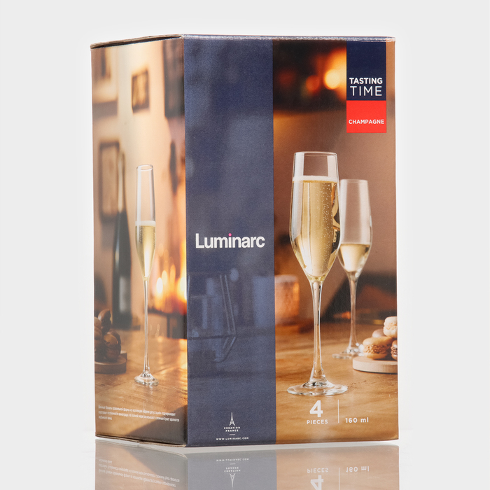 Набор стеклянных бокалов для шампанского &laquo;Время дегустаций. Шампань&raquo;, 160 мл, 4 шт