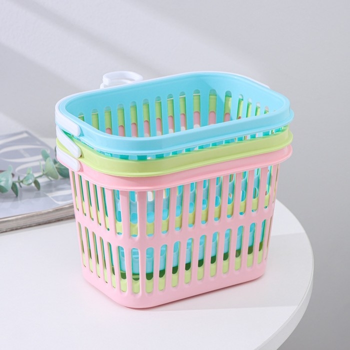 Корзина для хранения с крючком, пластик, 18&times;13&times;12 см, цвет МИКС