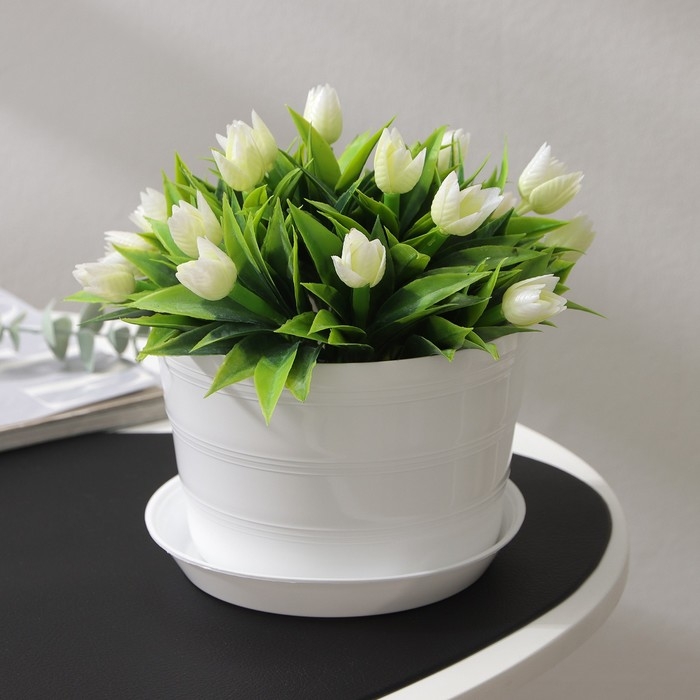 Горшок с поддоном &laquo;Классик&raquo;, 1,4 л, цвет белый